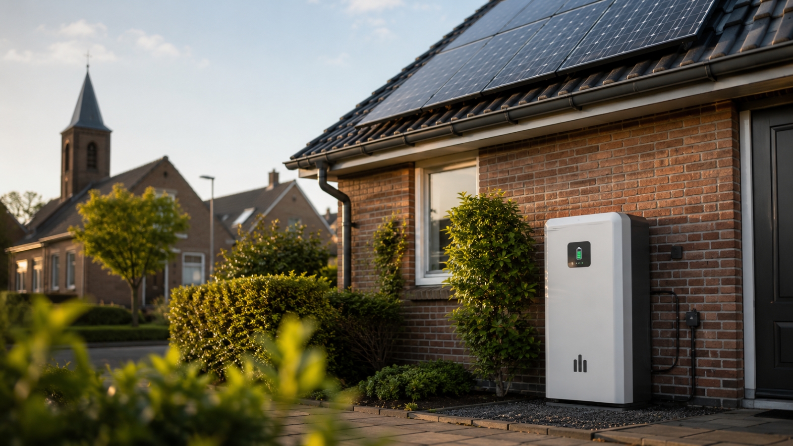 Thuisbatterij naast zonnepanelen bij een woning